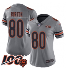 Women Chicago Bears 80 Trey Burton Limited Silver Inverted Legend 100th Season Football Jersey Women Chicago Bears 80 Trey Burton Limited Silver Inverted Legend 100th Season Football Jersey