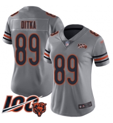 Women Chicago Bears 89 Mike Ditka Limited Silver Inverted Legend 100th Season Football Jersey Women Chicago Bears 89 Mike Ditka Limited Silver Inverted Legend 100th Season Football Jersey