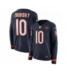 Womens Nike Chicago Bears 10 Mitchell Trubisky Limited Navy Blue Therma Long Sleeve NFL Jersey Womens Nike Chicago Bears 10 Mitchell Trubisky Limited Navy Blue Therma Long Sleeve NFL Jersey