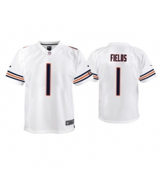 Youth Chicago Bears 1 Justin Fields White Jersey Youth Chicago Bears 1 Justin Fields White Jersey