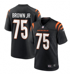 Men Cincinnati Bengals 75 Orlando Brown Jr Black Stitched Game Jersey Men Cincinnati Bengals 75 Orlando Brown Jr Black Stitched Game Jersey