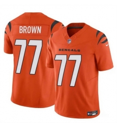 Men Cincinnati Bengals 77 Trent Brown Orange 2024 F U S E Vapor Untouchable Limited Stitched Jersey Men Cincinnati Bengals 77 Trent Brown Orange 2024 F U S E Vapor Untouchable Limited Stitched Jersey