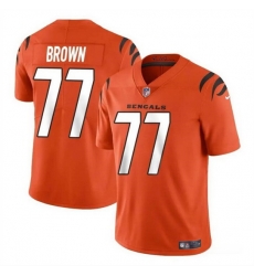 Men Cincinnati Bengals 77 Trent Brown Orange Vapor Untouchable Limited Stitched Jersey Men Cincinnati Bengals 77 Trent Brown Orange Vapor Untouchable Limited Stitched Jersey