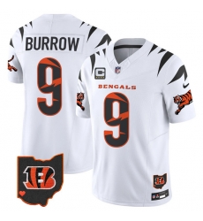 Men Cincinnati Bengals 9 Joe Burrow White F U S E With 4 Star C Patch Special Vapor Untouchable Limited Stitched Football Jersey Men Cincinnati Bengals 9 Joe Burrow White F U S E With 4 Star C Patch Special Vapor Untouchable Limited Stitched Football Jersey