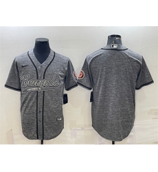 Men Cincinnati Bengals Blank Grey With Patch Cool Base Stitched Baseball Jersey Men Cincinnati Bengals Blank Grey With Patch Cool Base Stitched Baseball Jersey