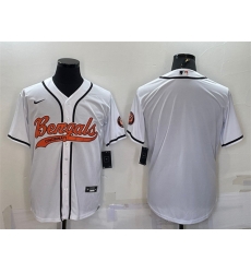 Men Cincinnati Bengals Blank White With Patch Cool Base Stitched Baseball Jersey Men Cincinnati Bengals Blank White With Patch Cool Base Stitched Baseball Jersey