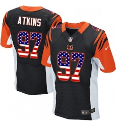 Mens Nike Cincinnati Bengals 97 Geno Atkins Elite Black Home USA Flag Fashion NFL Jersey Mens Nike Cincinnati Bengals 97 Geno Atkins Elite Black Home USA Flag Fashion NFL Jersey