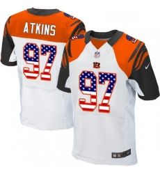 Mens Nike Cincinnati Bengals 97 Geno Atkins Elite White Road USA Flag Fashion NFL Jersey Mens Nike Cincinnati Bengals 97 Geno Atkins Elite White Road USA Flag Fashion NFL Jersey