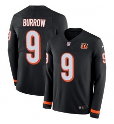 Nike Bengals 9 Joe Burrow Black Team Color Men Stitched NFL Limited Therma Long Sleeve Jersey Nike Bengals 9 Joe Burrow Black Team Color Men Stitched NFL Limited Therma Long Sleeve Jersey