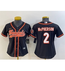 Women Cincinnati Bengals 2 Evan McPherson Black With Patch Cool Base Stitched Baseball Jersey Women Cincinnati Bengals 2 Evan McPherson Black With Patch Cool Base Stitched Baseball Jersey