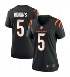 Women Cincinnati Bengals 5 Tee Higgins Black Stitched Game Jersey Women Cincinnati Bengals 5 Tee Higgins Black Stitched Game Jersey