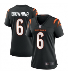 Women Cincinnati Bengals 6 Jake Browning Black Stitched Football Jersey 28Run Small 29 Women Cincinnati Bengals 6 Jake Browning Black Stitched Football Jersey 28Run Small 29