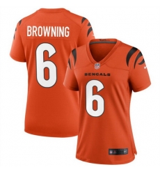 Women Cincinnati Bengals 6 Jake Browning Orange Stitched Football Jersey 28Run Small 29 Women Cincinnati Bengals 6 Jake Browning Orange Stitched Football Jersey 28Run Small 29