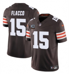 Men Cleveland Browns 15 Joe Flacco Brown 2025 F U S E  With 1 Star C Patch Vapor Limited Stitched Football Jersey