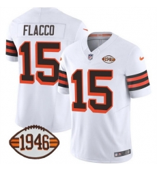 Men Cleveland Browns 15 Joe Flacco White 2023 F U S E 1946 Collection Vapor Limited Stitched Football Jersey Men Cleveland Browns 15 Joe Flacco White 2023 F U S E 1946 Collection Vapor Limited Stitched Football Jersey