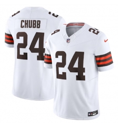 Men Cleveland Browns 24 Nick Chubb White 2023 F U S E Vapor Untouchable Limited Stitched Jersey Men Cleveland Browns 24 Nick Chubb White 2023 F U S E Vapor Untouchable Limited Stitched Jersey