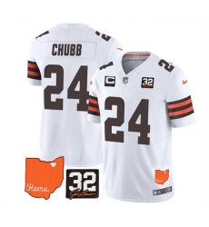 Men Cleveland Browns 24 Nick Chubb White 2023 F U S E With Jim Brown Memorial Patch And 1 Star C Patch Vapor Untouchable Limited Stitched Jersey Men Cleveland Browns 24 Nick Chubb White 2023 F U S E With Jim Brown Memorial Patch And 1 Star C Patch Vapor Untouchable Limited Stitched Jersey