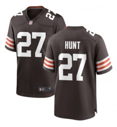 Men Cleveland Browns 27 Kareem Hunt Brown Stitched Game Jersey Men Cleveland Browns 27 Kareem Hunt Brown Stitched Game Jersey