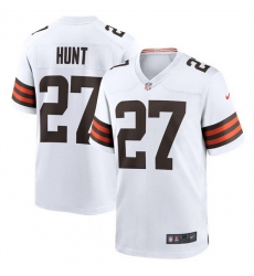 Men Cleveland Browns 27 Kareem Hunt White Stitched Game Jersey Men Cleveland Browns 27 Kareem Hunt White Stitched Game Jersey