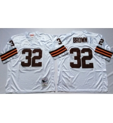 Men Cleveland Browns 32 Jim Brown White M&N Throwback Jersey Men Cleveland Browns 32 Jim Brown White M&N Throwback Jersey
