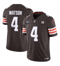 Men Cleveland Browns 4 Deshaun Watson Brown 2023 F U S E With 1 Star C Patch And Jim Brown Memorial Patch Vapor Untouchable Limited Stitched Jersey Men Cleveland Browns 4 Deshaun Watson Brown 2023 F U S E With 1 Star C Patch And Jim Brown Memorial Patch Vapor Untouchable Limited Stitched Jersey