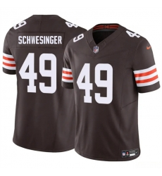 Men Cleveland Browns 49 Carson Schwesinger Brown 2025 Draft F U S E Vapor Limited Stitched Football Jersey Men Cleveland Browns 49 Carson Schwesinger Brown 2025 Draft F U S E Vapor Limited Stitched Football Jersey