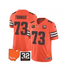 Men Cleveland Browns 73 Joe Thomas Orange 2023 F U S E With Jim Brown Memorial Patch And 4 Star C Patch Vapor Untouchable Limited Stitched Jersey Men Cleveland Browns 73 Joe Thomas Orange 2023 F U S E With Jim Brown Memorial Patch And 4 Star C Patch Vapor Untouchable Limited Stitched Jersey
