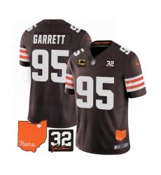 Men Cleveland Browns 95 Myles Garrett Brown 2023 F U S E With Jim Brown Memorial Patch And 4 Star C Patch Vapor Untouchable Limited Stitched Jersey Men Cleveland Browns 95 Myles Garrett Brown 2023 F U S E With Jim Brown Memorial Patch And 4 Star C Patch Vapor Untouchable Limited Stitched Jersey