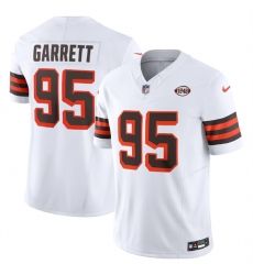 Men Cleveland Browns 95 Myles Garrett White 2023 F U S E 1946 Collection Vapor Untouchable Limited Stitched Jersey Men Cleveland Browns 95 Myles Garrett White 2023 F U S E 1946 Collection Vapor Untouchable Limited Stitched Jersey