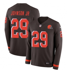 Nike Browns #29 Duke Johnson Jr Brown Team Color Men Stitched NFL Limited Therma Long Sleeve Jersey Nike Browns #29 Duke Johnson Jr Brown Team Color Men Stitched NFL Limited Therma Long Sleeve Jersey