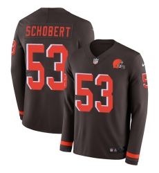 Nike Browns #53 Joe Schobert Brown Team Color Men Stitched NFL Limited Therma Long Sleeve Jersey Nike Browns #53 Joe Schobert Brown Team Color Men Stitched NFL Limited Therma Long Sleeve Jersey