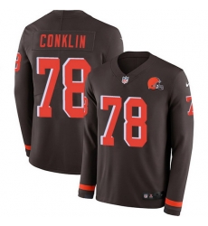 Nike Browns 78 Jack Conklin Brown Team Color Men Stitched NFL Limited Therma Long Sleeve Jersey Nike Browns 78 Jack Conklin Brown Team Color Men Stitched NFL Limited Therma Long Sleeve Jersey