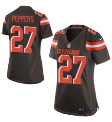 Nike Browns #27 Jabrill Peppers Brown Team Color Womens Stitched NFL New Elite Jersey Nike Browns #27 Jabrill Peppers Brown Team Color Womens Stitched NFL New Elite Jersey