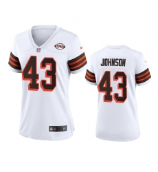 Women Cleveland Browns 43 John Johnson Nike 1946 Collection Alternate Game Limited NFL Jersey White Women Cleveland Browns 43 John Johnson Nike 1946 Collection Alternate Game Limited NFL Jersey White