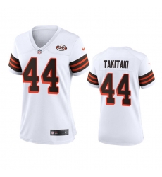 Women Cleveland Browns 44 Sione Takitaki Nike 1946 Collection Alternate Game Limited NFL Jersey White Women Cleveland Browns 44 Sione Takitaki Nike 1946 Collection Alternate Game Limited NFL Jersey White