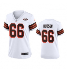Women Cleveland Browns 66 James Hudson Nike 1946 Collection Alternate Game Limited NFL Jersey White Women Cleveland Browns 66 James Hudson Nike 1946 Collection Alternate Game Limited NFL Jersey White