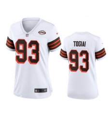 Women Cleveland Browns 93 Tommy Togiai Nike 1946 Collection Alternate Game Limited NFL Jersey White Women Cleveland Browns 93 Tommy Togiai Nike 1946 Collection Alternate Game Limited NFL Jersey White