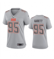 Women Cleveland Browns 95 Myles Garrett Grey Atmosphere Fashion Stitched Game Jersey Women Cleveland Browns 95 Myles Garrett Grey Atmosphere Fashion Stitched Game Jersey
