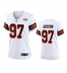 Women Cleveland Browns 97 Malik Jackson Nike 1946 Collection Alternate Game Limited NFL Jersey White Women Cleveland Browns 97 Malik Jackson Nike 1946 Collection Alternate Game Limited NFL Jersey White