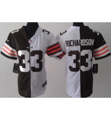 Women Nike Cleveland Browns 33 Trent Richardson White Brown Split NFL Jerseys Women Nike Cleveland Browns 33 Trent Richardson White Brown Split NFL Jerseys