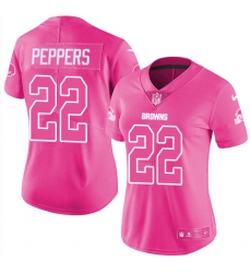 Womens Nike Browns #22 Jabrill Peppers Pink Stitched NFL Limited Rush Fashion Jersey Womens Nike Browns #22 Jabrill Peppers Pink Stitched NFL Limited Rush Fashion Jersey