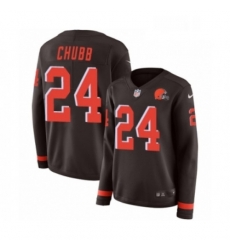 Womens Nike Cleveland Browns 24 Nick Chubb Limited Brown Therma Long Sleeve NFL Jersey Womens Nike Cleveland Browns 24 Nick Chubb Limited Brown Therma Long Sleeve NFL Jersey