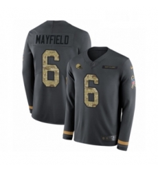Youth Nike Cleveland Browns 6 Baker Mayfield Limited Black Salute to Service Therma Long Sleeve NFL Jersey Youth Nike Cleveland Browns 6 Baker Mayfield Limited Black Salute to Service Therma Long Sleeve NFL Jersey