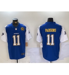 Men Dallas Cowboys 11 Micah Parsons 2024 F U S E Navy Gold With Texas 26 John Madden Patch Stitched Football Jersey Men Dallas Cowboys 11 Micah Parsons 2024 F U S E Navy Gold With Texas 26 John Madden Patch Stitched Football Jersey