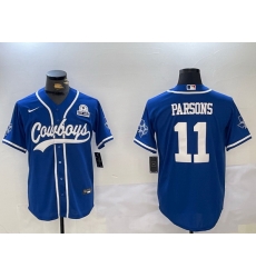 Men Dallas Cowboys 11 Micah Parsons Royal With Patch Cool Base Stitched Baseball Jersey 2 Men Dallas Cowboys 11 Micah Parsons Royal With Patch Cool Base Stitched Baseball Jersey 2