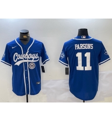 Men Dallas Cowboys 11 Micah Parsons Royal With Patch Cool Base Stitched Baseball Jersey 3 Men Dallas Cowboys 11 Micah Parsons Royal With Patch Cool Base Stitched Baseball Jersey 3