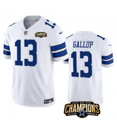 Men Dallas Cowboys 13 Michael Gallup White 2023 F U S E NFC East Champions Patch Stitched Football Jersey Men Dallas Cowboys 13 Michael Gallup White 2023 F U S E NFC East Champions Patch Stitched Football Jersey