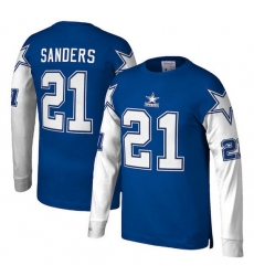 Men Dallas Cowboys 21 Deion Sanders Royal Mitchell 26 Ness Throwback Long Sleeve Stitched Jersey Men Dallas Cowboys 21 Deion Sanders Royal Mitchell 26 Ness Throwback Long Sleeve Stitched Jersey