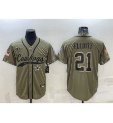 Men Dallas Cowboys 21 Ezekiel Elliott 2022 Olive Salute To Service Cool Base Stitched Baseball Jersey Men Dallas Cowboys 21 Ezekiel Elliott 2022 Olive Salute To Service Cool Base Stitched Baseball Jersey