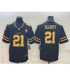 Men Dallas Cowboys 21 Ezekiel Elliott Black Gold Edition With 1960 Patch Limited Stitched Football Jersey Men Dallas Cowboys 21 Ezekiel Elliott Black Gold Edition With 1960 Patch Limited Stitched Football Jersey